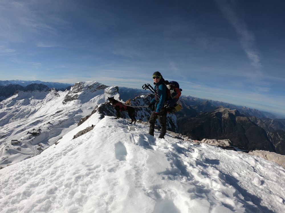 Trekking mit Hund: Zugspitze im Frühwinter