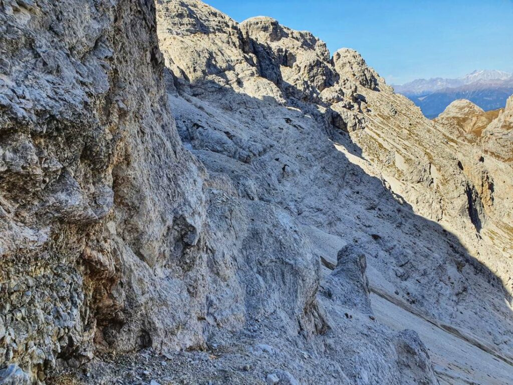 Blick zurück: Kurze ausgesetzte Kraxelei